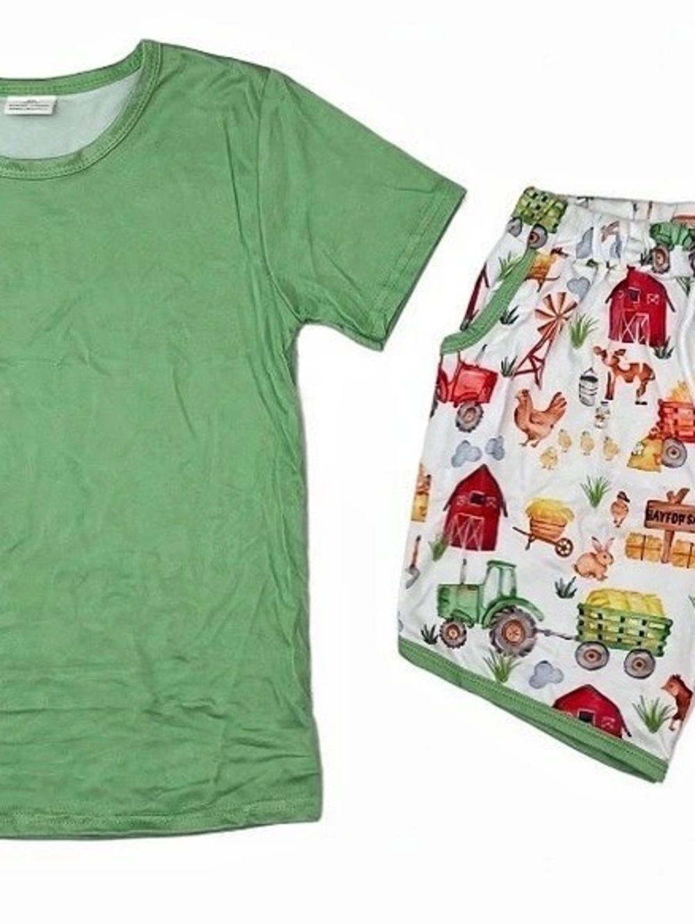 Kids Green Graphic Shirt & Shorts Set